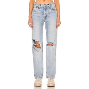 Revolve Re/Done 90s High Rise Loose Jeans in Breezy Indigo with Rips Size 30